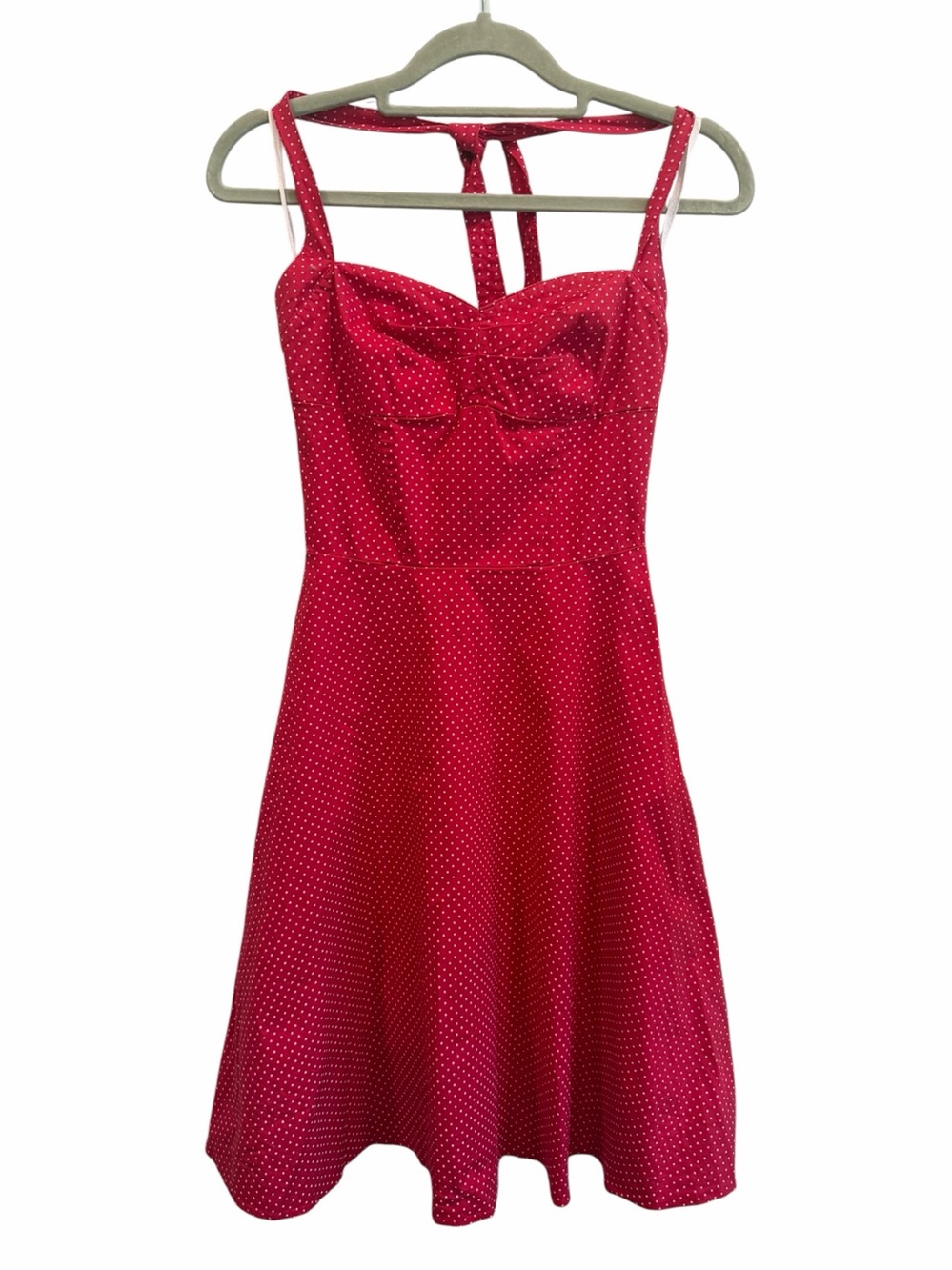 Vintage Ruby Rox Y2k Halter Dress Red Polka Dot Pinup Rockabilly size 3 juniors